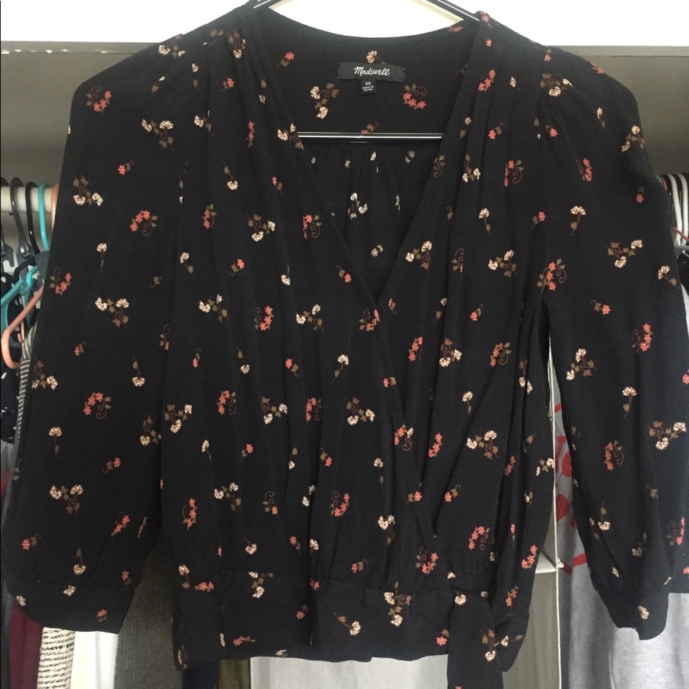 Madewell floral wrap top